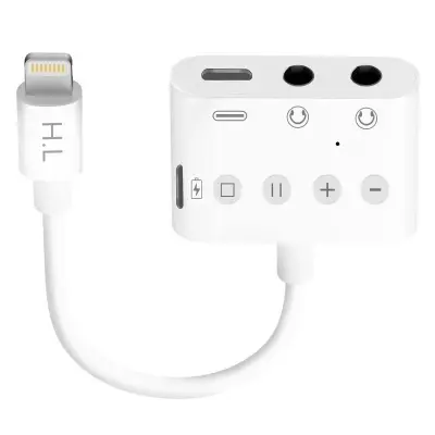 Adapter Lightning na Lightning USB-C i Double Jack 3.5mm 12 cm Bijeli