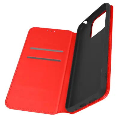 Maska Xiaomi Redmi 10C Preklopna torbica s funkcijom video stalka crvena