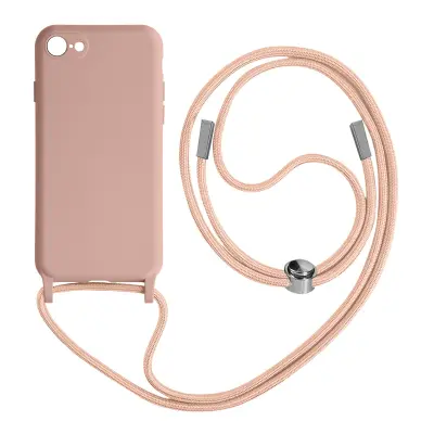 Maska s uzicom iPhone 7, 8, SE 2020 i 2022 Polutvrda Traka za vrat Ružičasta