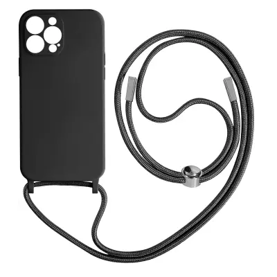 Maska s uzicom iPhone 13 Pro Max Polutvrda s trakom za vrat 80cm Crna