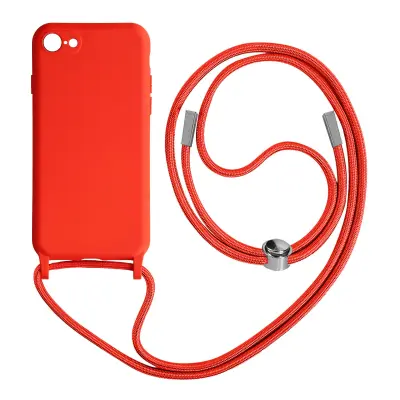 Maska s uzicom iPhone 7, 8, SE 2020 i 2022 Polutvrda Traka za vrat Crvena