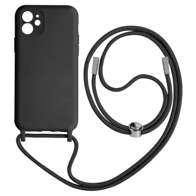 Maska s uzicom iPhone 11 Polutvrda Traka za vrat 80cm Crna