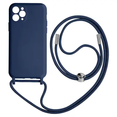 Maska s uzicom iPhone 11 Pro Polutvrda Traka za vrat 80cm Plava