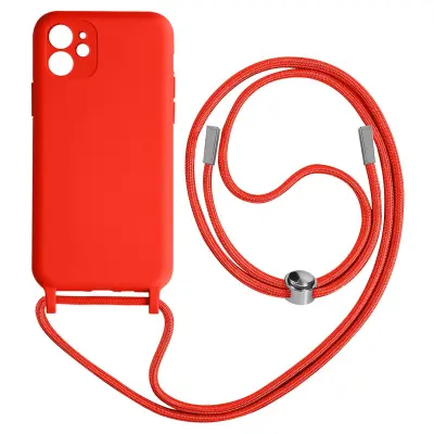 Maska s uzicom iPhone 11 Polutvrda Traka za vrat 80cm Crvena