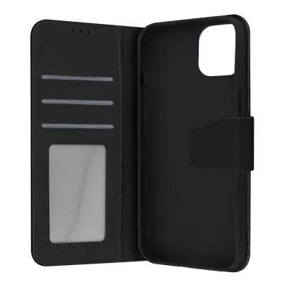 Futrola Apple iPhone 13 Mini Premium koža držač kartica funkcija video stalka crna