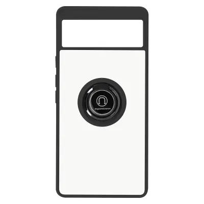 Maska Google Pixel 6 Dvo-materijalna Metalni prsten Stalak Crna