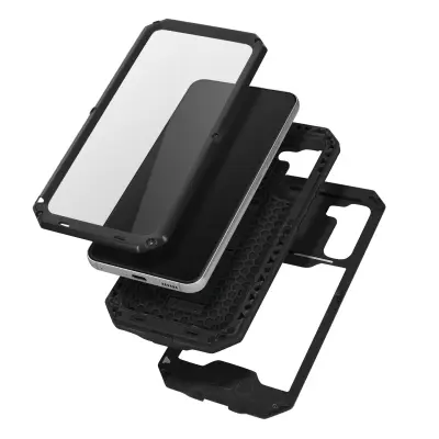 Potpuna maska Galaxy S22 Plus Antišok Stalak Poklopac kamere IP54 Crna
