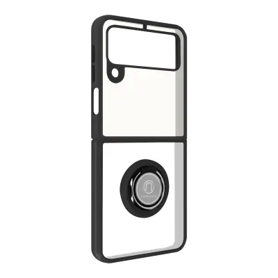 Navlaka Samsung Galaxy Z Flip 3 Bi-materijal Metalni Prsten Video Postolje Crna