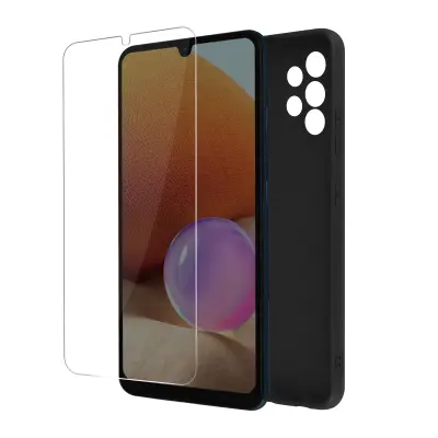 Navlaka Samsung Galaxy A32 Mekana Crna i Kaljeno Staklo 9H Transparentno