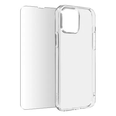 Maska za iPhone 13 meki silikon + kaljeno staklo 9H prozirna
