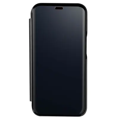 Futrola iPhone 13 Pro Max prozirni preklop dizajn ogledalo video stalak crna