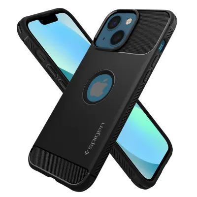 Spigen Rugged Armor maska za iPhone 13 s karbonskim efektom - crna