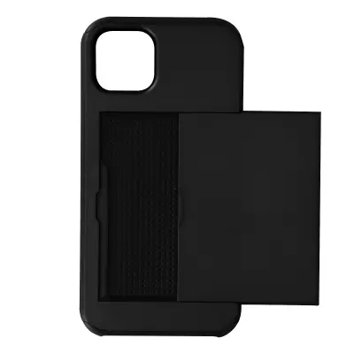 Maska iPhone 13 s kliznim pretincem za karticu Antišok Defender Crna