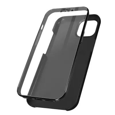 Maska iPhone 13 Pro Kruta leđa Crna i Meka prednja Prozirna