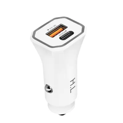 Auto punjač s dva porta USB 3.0 i USB-C Power Delivery Bijeli