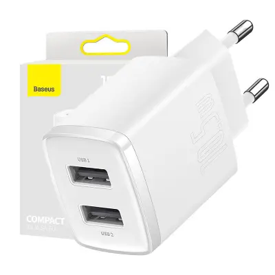 Punjač za zid s dvostrukim USB-A izlazom 10,5W kompaktan