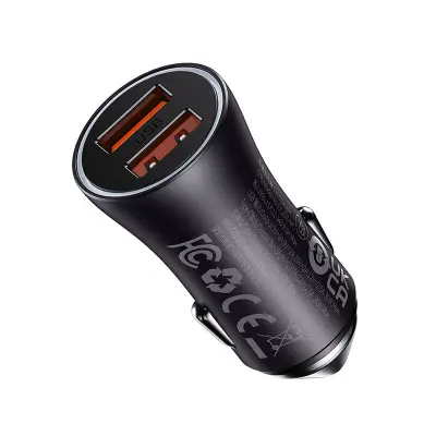 Baseus Golden Contactor Max punjač za automobil, 2x USB, 60W (siva)
