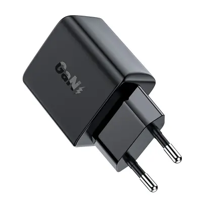 GaN USB-C 30W PD QC 3.0 AFC FCP zidni punjač, crni