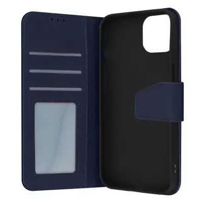 Maska za iPhone 14 Premium koža, pretinac za kartice, funkcija video podrške, plava