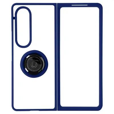Maska za Galaxy Z Fold 4 dvo-materijalna metalni prsten stalak plava
