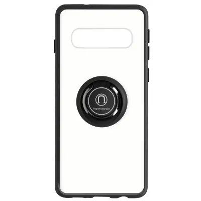 Maska za Samsung Galaxy S10 dvo-materijalna metalni prsten stalak crna