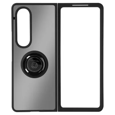 Maska za Galaxy Z Fold 4 dvo-materijalna metalni prsten stalak crna