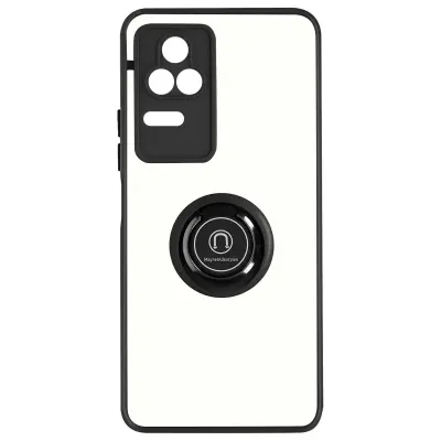 Maska za Xiaomi Poco F4 5G dvo-materijalna metalni prsten stalak crna