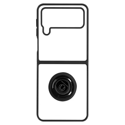 Maska za Galaxy Z Flip 4 dvo-materijalna metalni prsten stalak crna