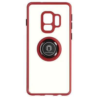 Maska za Samsung Galaxy S9 dvo-materijalna metalni prsten stalak crvena