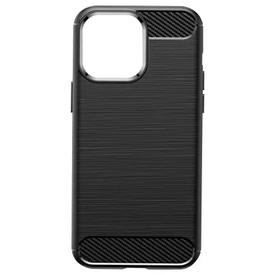 Maska za iPhone 14 Pro ojačana meka karbon brušeni efekt crna