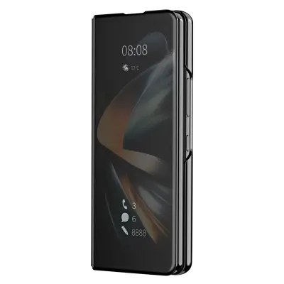 Clear View maska za Samsung Z Fold 4 s ogledalom Stalak Crna