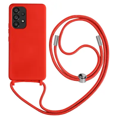 Maska s uzicom Samsung Galaxy A53 5G Polutvrda Traka za vrat 80cm Crvena