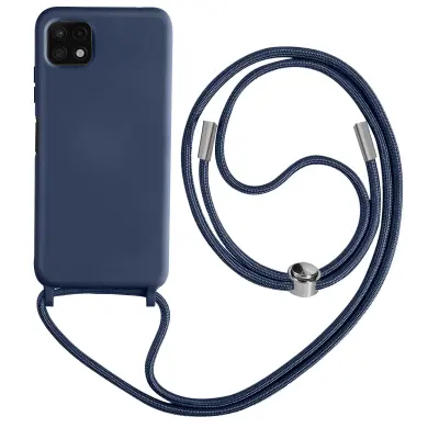Maska s uzicom Samsung Galaxy A22 5G Polutvrda Traka za vrat 80cm Plava