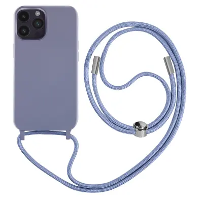 Maska s uzicom iPhone 14 Pro Polutvrda s trakom za vrat 80cm Ljubičasta