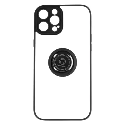 Maska za iPhone 14 Pro Max dvo-materijalna metalni prsten stalak crna