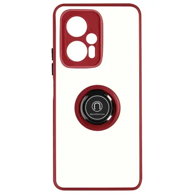 Maska za Xiaomi Poco X4 GT dvo-materijalna metalni prsten stalak crvena