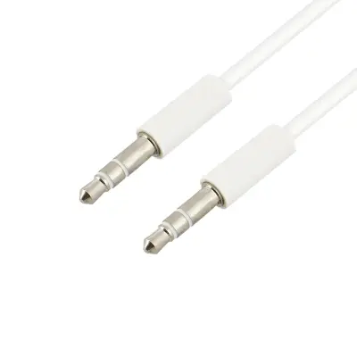 Audio pomoćni kabel (Aux) dvostruki Jack muški / muški 3.5mm 1m - bijeli