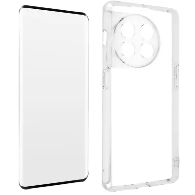 Maska za Oneplus 11 silikonski gel i kaljeno staklo 9H crni rub