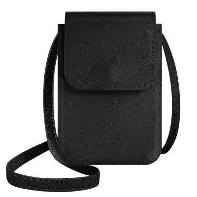 Torba na rame za pametni telefon s pretincem za kartice, remenom od 135 cm, crna