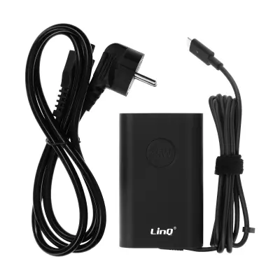 Zidni punjač Snaga 45W USB-C priključni kabel Kompaktan LinQ Crni