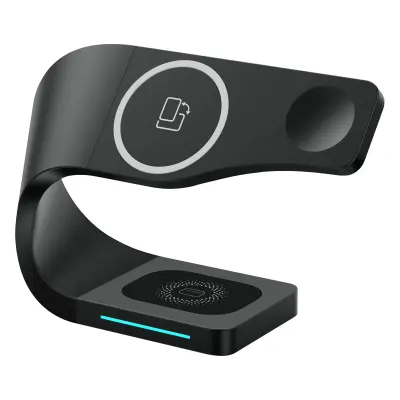 Crna Stanica za Punjenje MagSafe Bežično Punjenje za iPhone Apple Watch AirPods