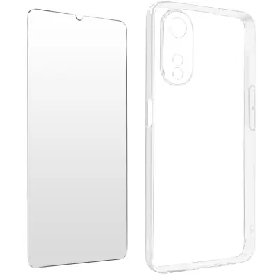 Maska za Oppo A78 silikonski gel i kaljeno staklo 9H prozirna
