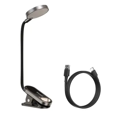 Mini LED lampa za čitanje s kopčom, siva
