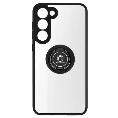 Maska za Samsung S23 Plus dvo-materijalna metalni prsten stalak crna