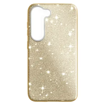 Maska sa šljokicama za Samsung Galaxy S23 Plus hibridna polutvrda Spark Case zlatna