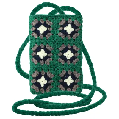 Torba Messenger za Smartphone Tkana Motiv Karirani Serija SquareWeave Zelena