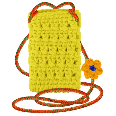 Torba Messenger za Smartphone Ručno Pletena Motiv Cvijet Serija FlowerWeave Žuta