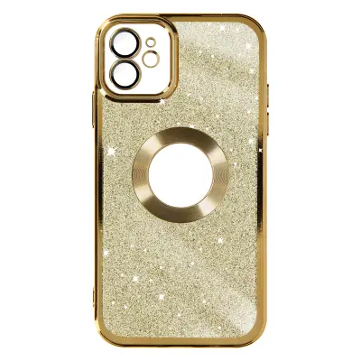 Maska za iPhone 12 odvojive šljokice silikonski gel serija Protecam Spark zlatna