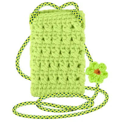 Torba Messenger Telefon Ručno Pletena Motiv Cvijet Serija FlowerWeave Limun Zelena