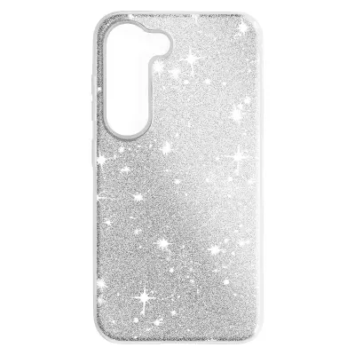 Maska sa šljokicama za Samsung Galaxy S23 Plus polutvrda Spark Case srebrna